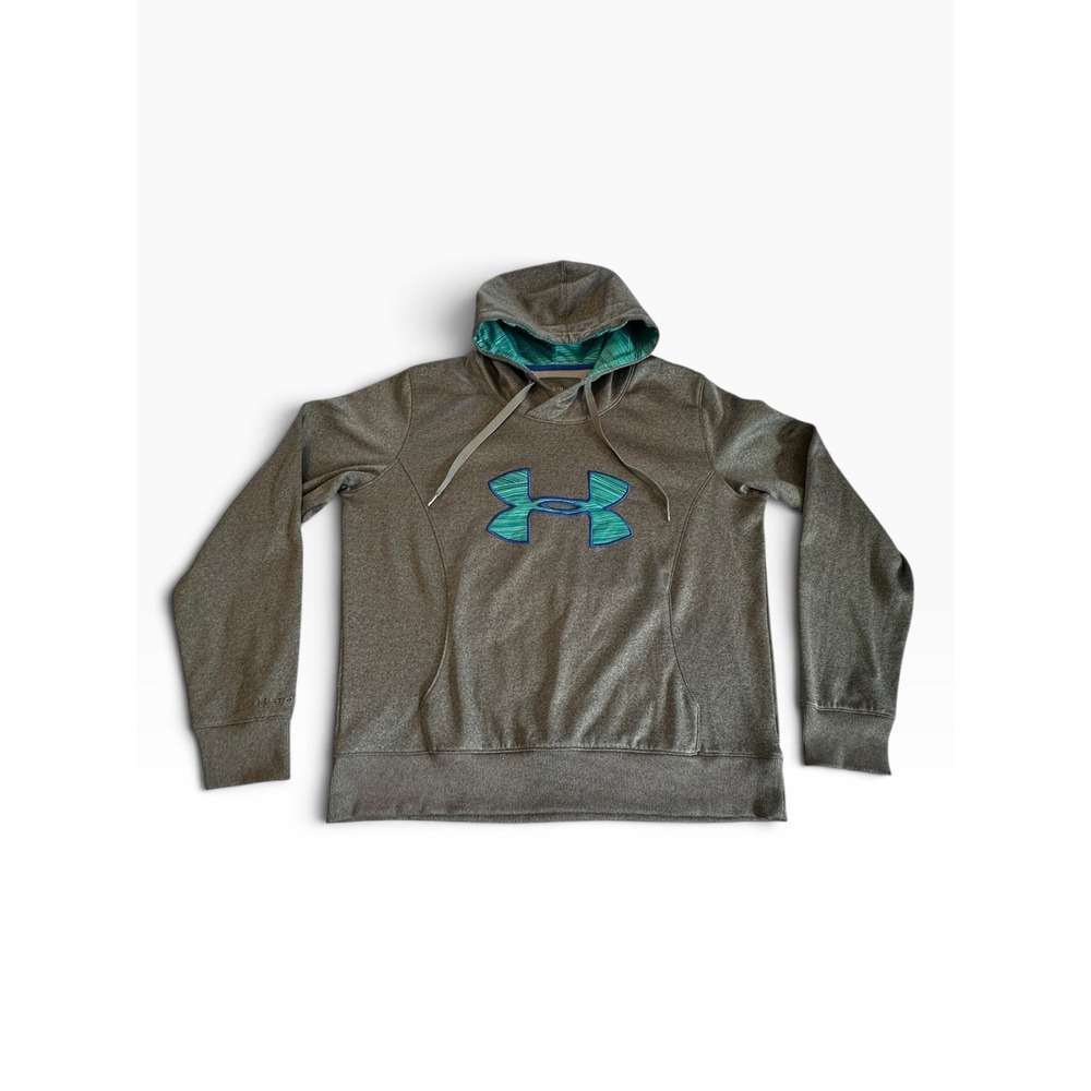 Under Armour Hoodie Women XL Gray ColdGear Embroidered Logo Pullover